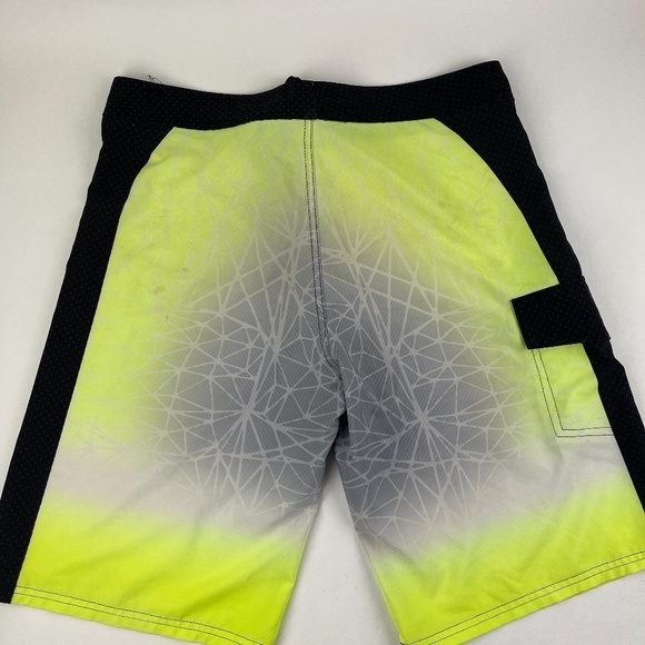 OP 4 Way Stretch Swim Trunks Mens 32 Gray Yellow - Picture 9 of 10